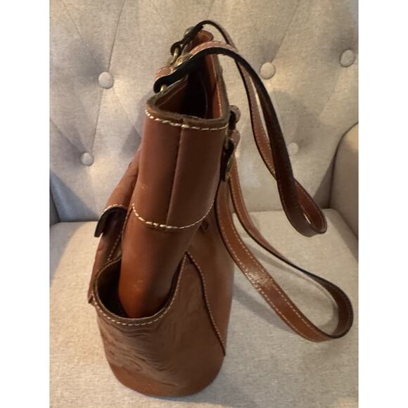 Patricia Nash Bolsena Florence Brown Tooled Leather Tote ZipTop Shoulder Bag - Picture 8 of 14